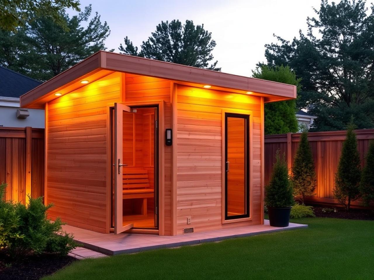 Outdoor cabin sauna built by Linas Construction